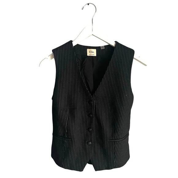 Elie Tahari Jackets & Blazers - Elie Tahari Pinstripe Vest Y2K Black Minimalist Neutral Academia size Small